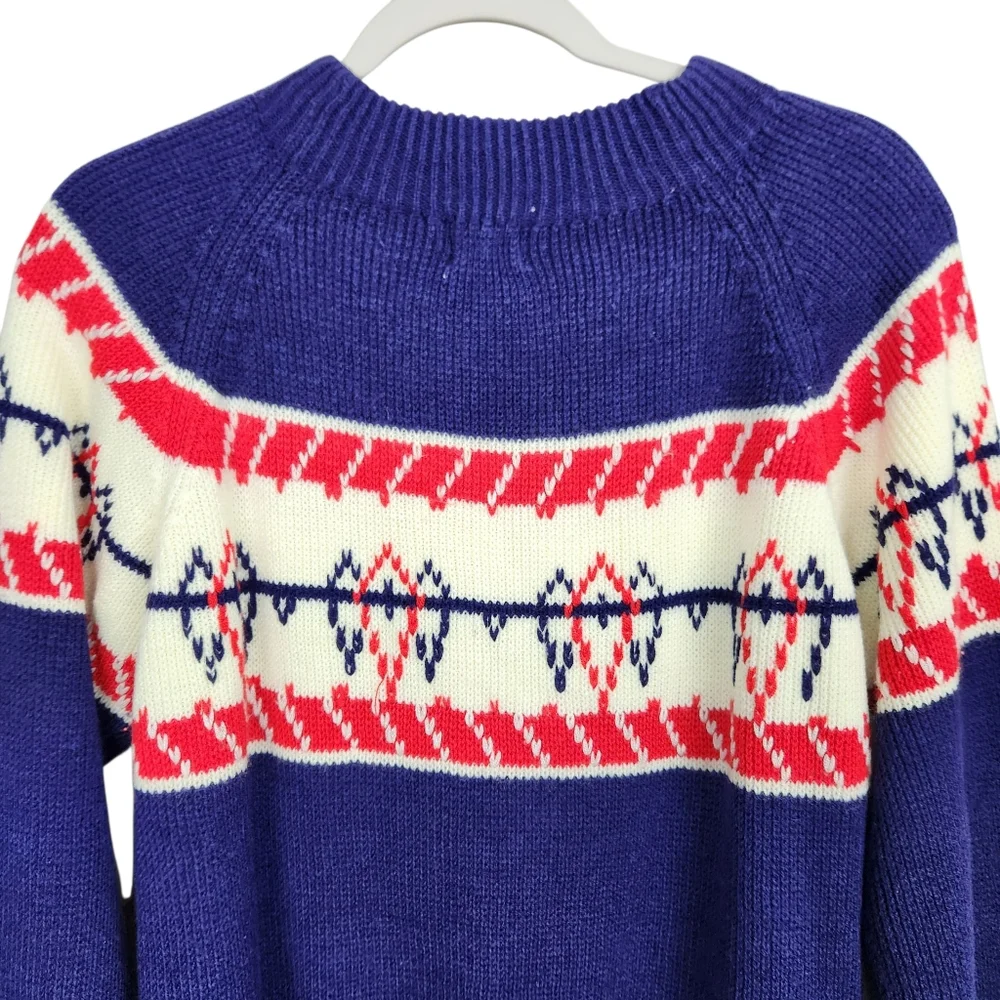 Vintage Montgomery Ward Fair Isle Geometic Print Ribbed Knit Sweater Medium